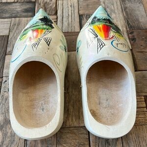 Hand Carved Hand Painted Dutch Wooden Shoes Souvenir Vintage Holland